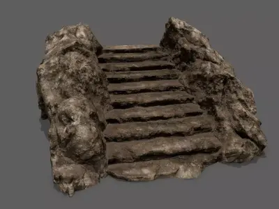 Stairs rock Low-poly 3D model