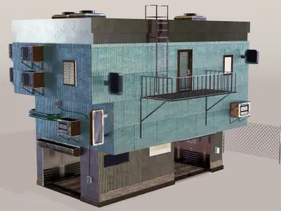 Cyberpunk Garage Building Low-poly 3D model