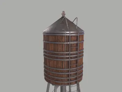 Water tower 3D Model Low-poly 3D model