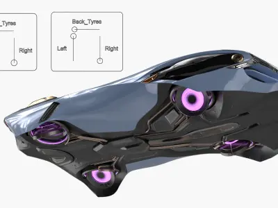  Futuristic Flying Car Blue Rigged 