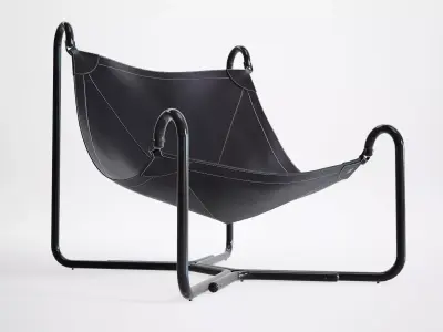 Baffo leather lounge chair on metal frame 3D model