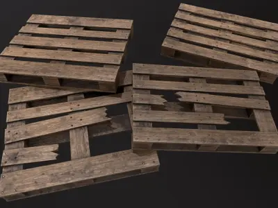 Wooden Pallets Low-poly 3D model order