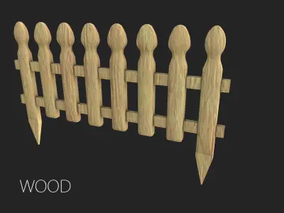 Garden fence Low-poly 3D model