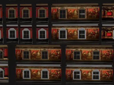 Roman walls and windows 355 pieces set low poly PBR Low-poly 3D model