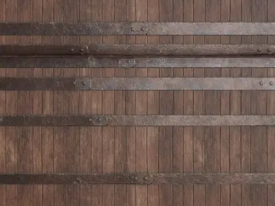 Vintage Iron-Hooped Oak Barrel Surface PB Texture