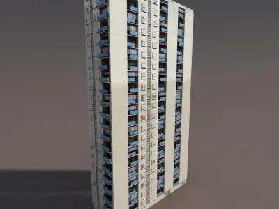 Residential Highrise Building 1 Low Poly 3d Model Low-poly 3D model