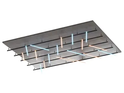 Metal frame suspended ceiling with lighting 60  3D model