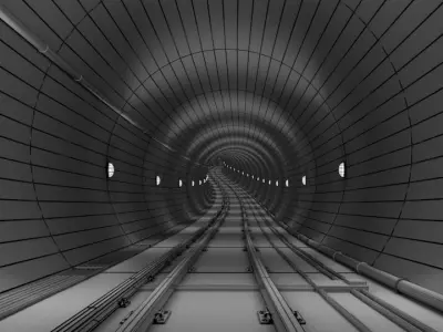 Underground Railway Tunnel-Track 3D model