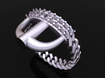 ID DIAMOND BAR CUBAN LINK CHAIN RING MIX SIZES 7 3D print model