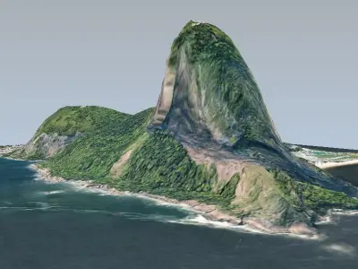 Sugar Loaf Mountain Low-poly 3D model