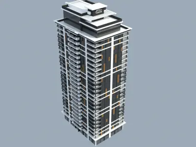 Skyscraper 3D Model high rise apartment building 3D model