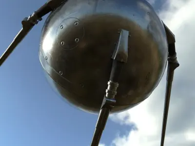 Sputnik 1 PBR low poly spaceship with two metal poles Low-poly 3D model