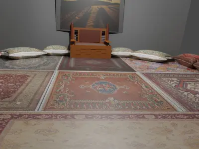 The Tent room with rug Low-poly 3D model