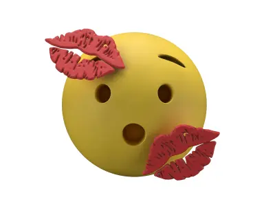 Hushed Face With Kiss Mark v1 001 Low-poly 3D model