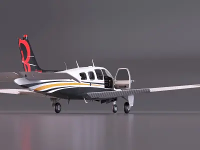  Beechcraft Bonanza Plane Rigged for Cinema 4D 