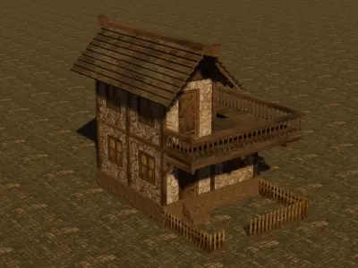 Medieval house seven 12 Low-poly 3D model