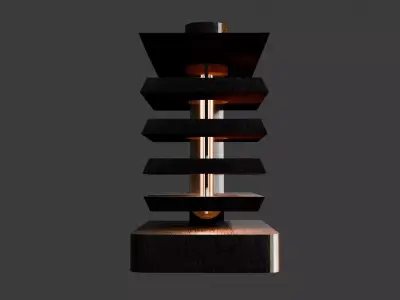 Funk Wood Steps Lamp with Edison Bulb Low-poly 3D model