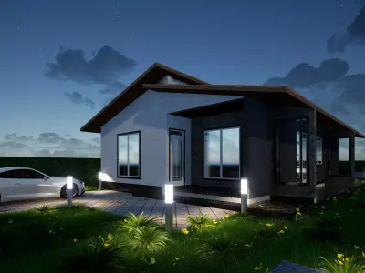 Small House Interior And Exterior Low-poly 3D model