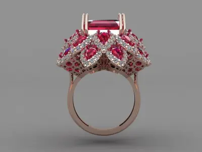 Rose Gold Women Diamond Ring 3D print model 3D print model 66