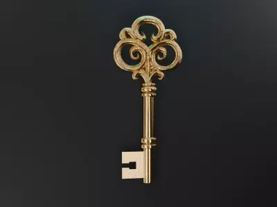 Gold Vintage Key 3D model