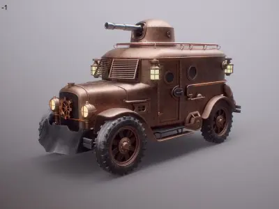  Steampunk Armored Van 3D Model - PBR Textured Vehicle 