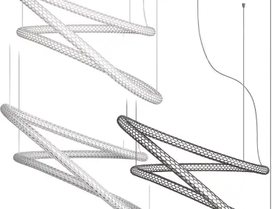 Pendant lamps squiggle h4 black and white 3D model