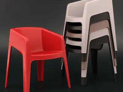 plastic chair with armrests for public places and cityscapes 3D model