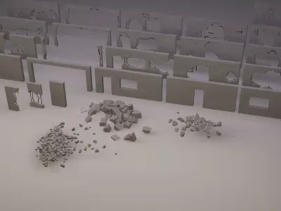 Apocalypse Ruins City Low-poly 3D model