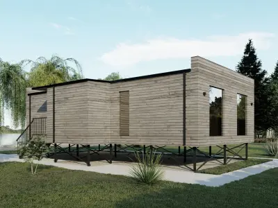 Modern suburban frame house 3D model