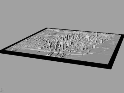 3D San Diego Map City Art Landmark Model of San Diego Skyline 3D print model