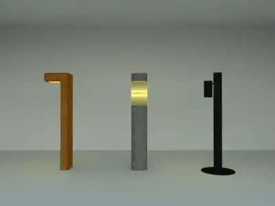 Garden Bollard Lights  Free low-poly 3D model