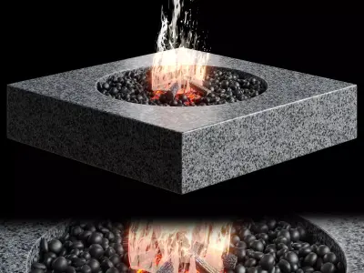 Outdoor fireplace Low-poly 3D model
