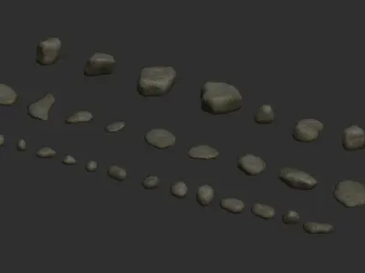 Assorted Rocks - Grey Low-poly 3D model