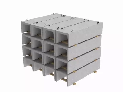 Concrete Trench On Wood Planks 3D model purchase