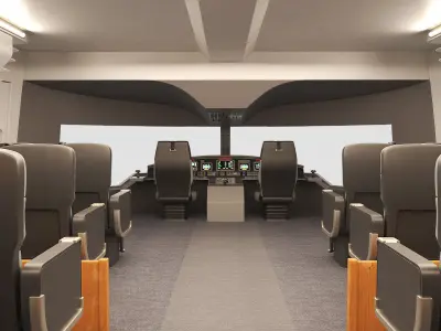  Passenger Gondola Cabin Hybrid Airship White with Interior 