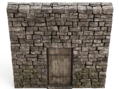 Forge Stone Wall with Door 3D model