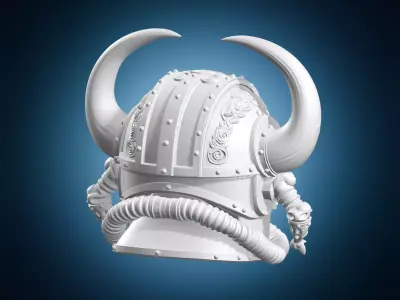 Ornate Horned Warrior Helmet 3D print model