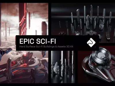 Epic Sci-Fi Hard Surface Sci Fi Buildings and Assets 3D Kit 3D model