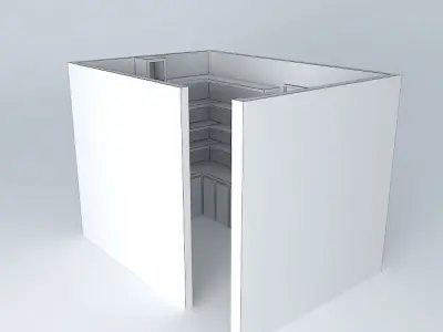 nadia 3 room with shelves and door Free 3D model