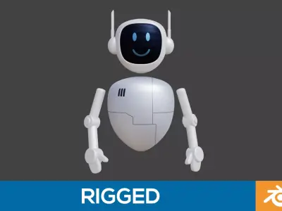 Robot Character Rigged Low-poly 3D model