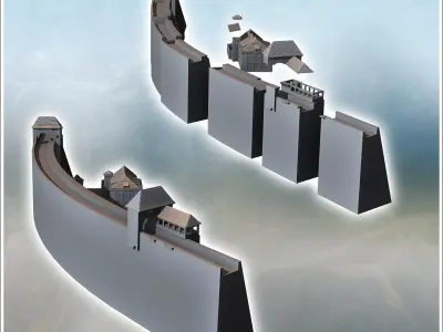 Edersee or Edertal Dam with buildings Waldeck Hesse Germany - Mo 3D print model