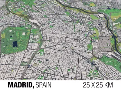 Madrid Spain 25x25km City Map 3D model