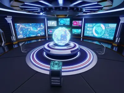 Sci-Fi Command Room Interior 3D Model Low-poly 3D model