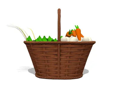 Farmer Vegetable Basket Low-poly 3D model