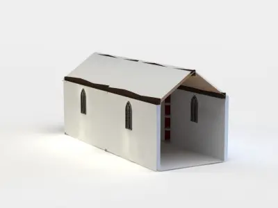 Corridor box with two doors Low-poly 3D model