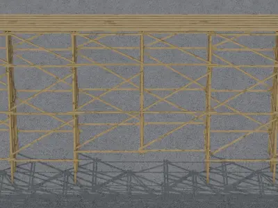 Trestle tall wooden structure Low-poly 3D model