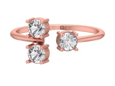 Three Stone Light Weight Band Ring 3D print model 9