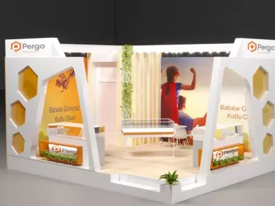 modern exhibition booth design 3D model