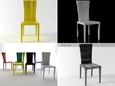 Jenette four different colored chairs 3D model