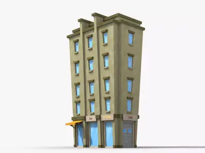Cartoon Building x18 Low-poly 3D model